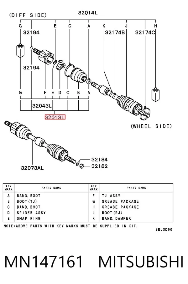 Пыльник ШРУСа внутренний MN147161 Mitsubishi