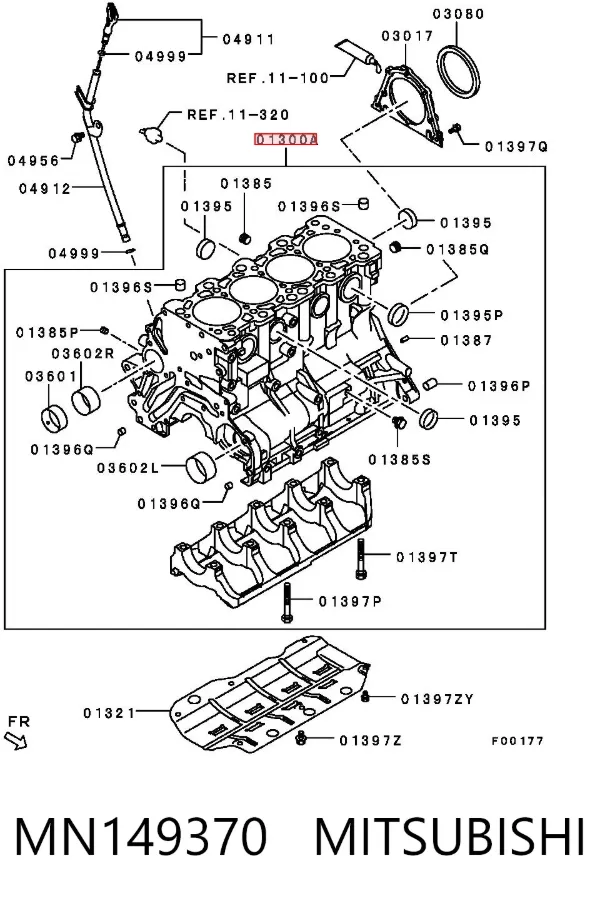 Блок цилиндров двигателя MN149370 Mitsubishi