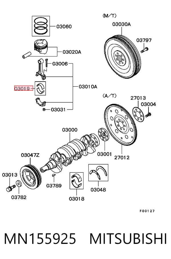 Вкладыши шатунные, 1-й ремонт MN155925 Mitsubishi