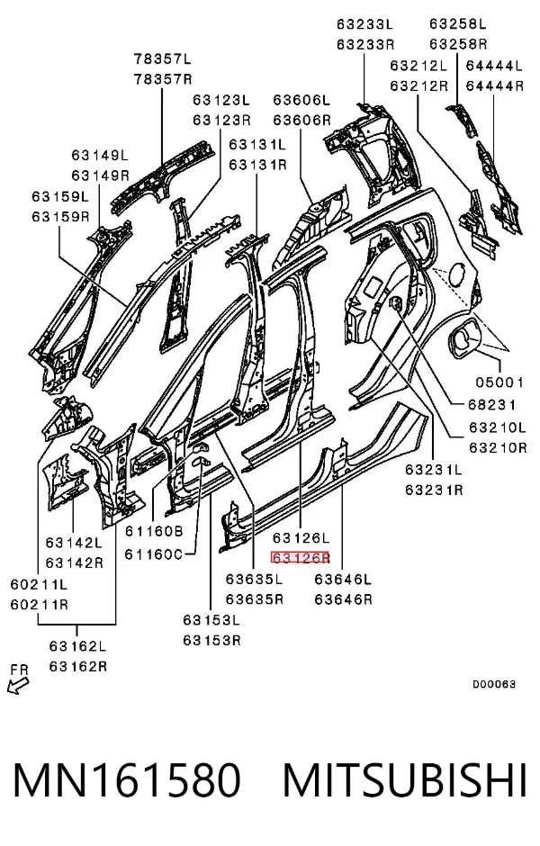 Стойка кузова MN161580 Mitsubishi