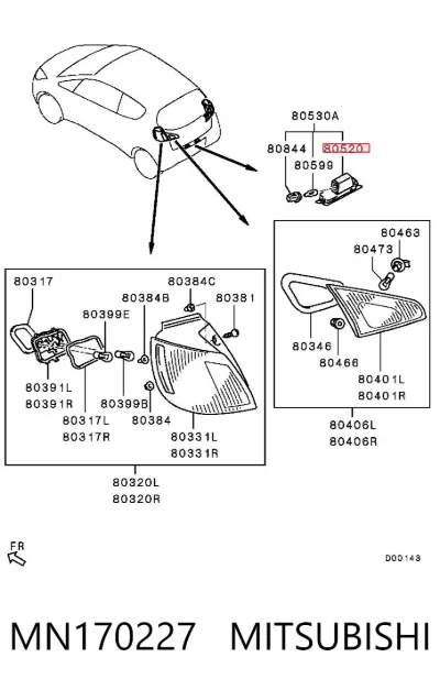 Корпус фонаря подсветки номерного знака MITSUBISHI MN170227
