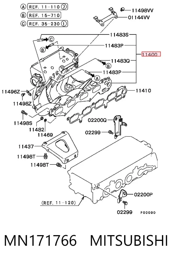 Впускной коллектор MN171766 Mitsubishi