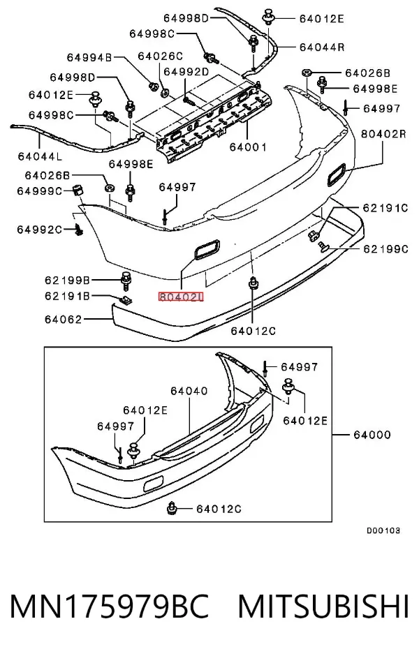 Ободок (окантовка) фары противотуманной задней левой MN175979BC Mitsubishi