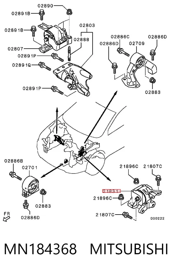 Левая подушка двигателя MN184368 Mitsubishi