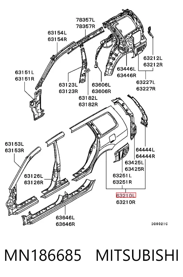 Крыло заднее левое MN186685 Mitsubishi