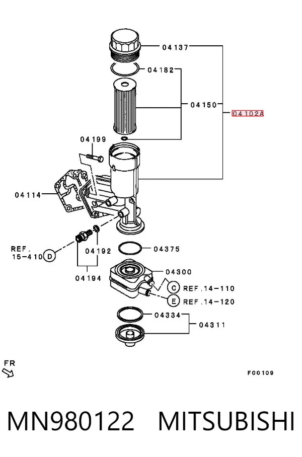 Корпус масляного фильтра MN980122 Mitsubishi
