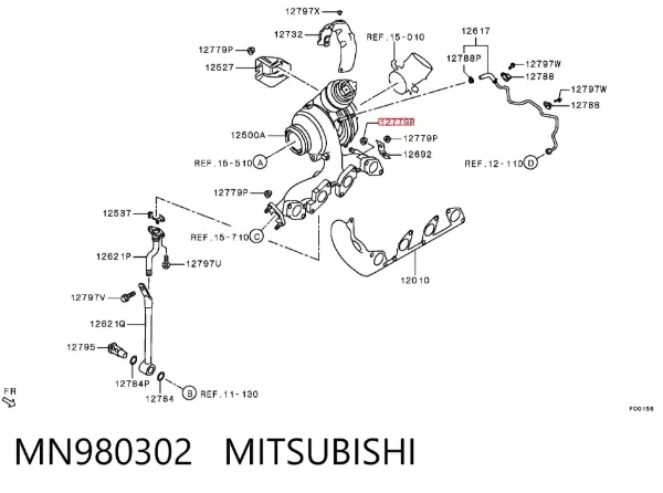 Гайка крепления приемной трубы глушителя (штанов) MN980302 Mitsubishi
