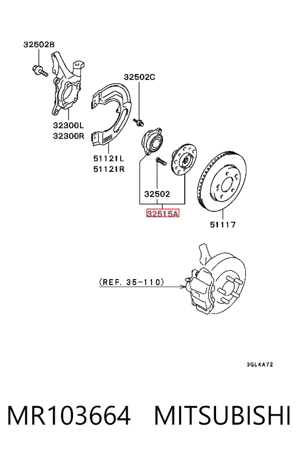 Передняя ступица MR103664 Mitsubishi