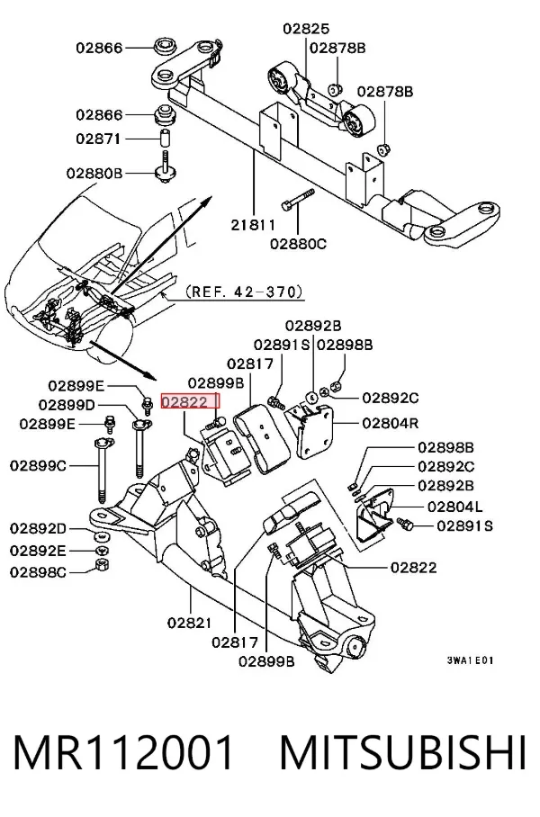 Левая/правая опора двигателя MR112001 Mitsubishi