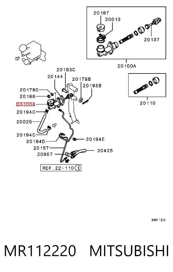 Главный цилиндр сцепления MR112220 Mitsubishi