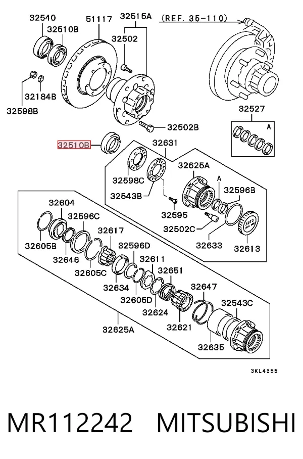 Подшипник ступицы MR112242 Mitsubishi