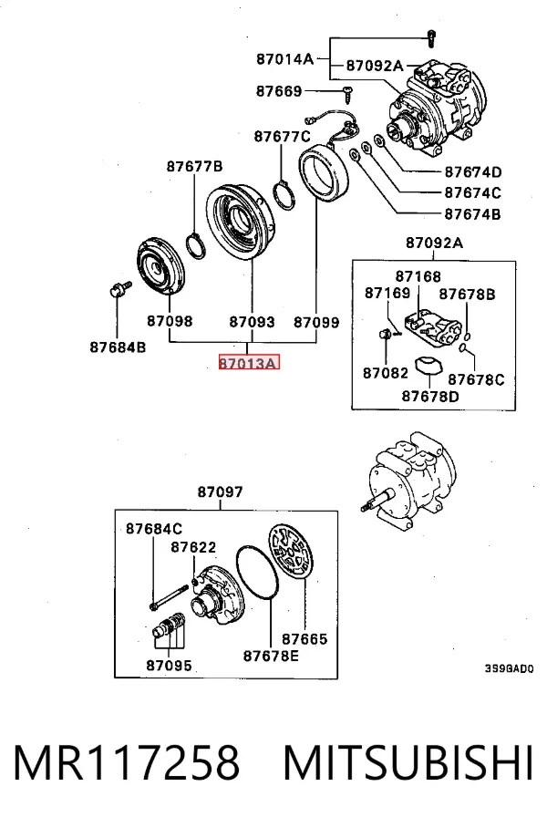 Муфта компрессора кондиционера MR117258 Mitsubishi