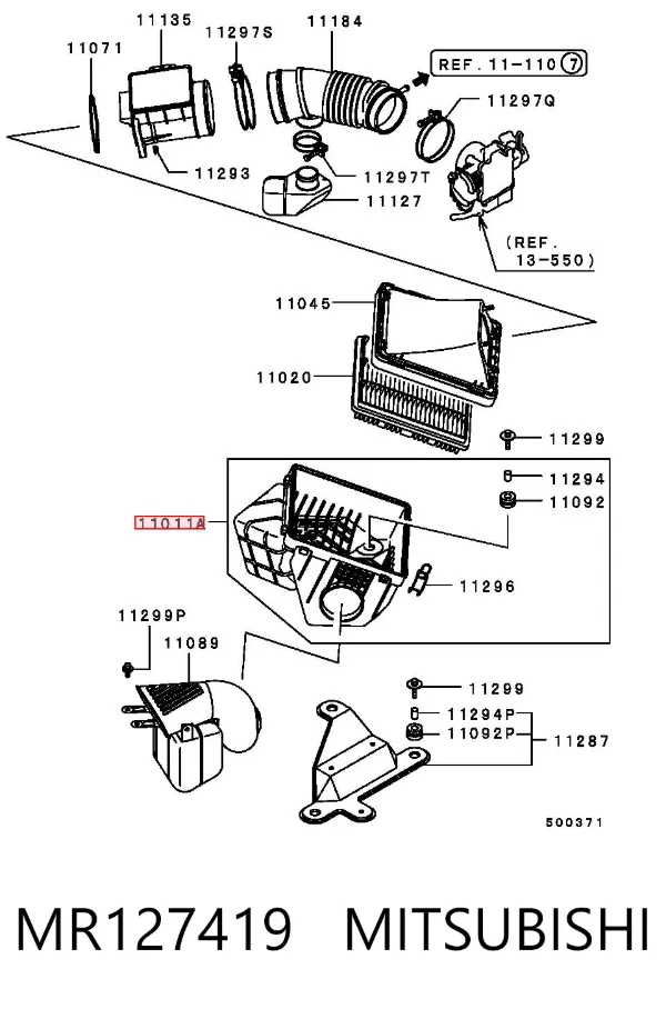 Корпус воздушного фильтра, нижняя часть MR127419 Mitsubishi