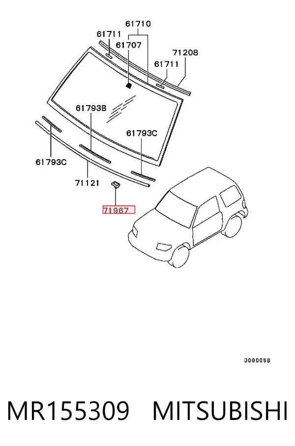 Лобовое стекло MR155309 Mitsubishi