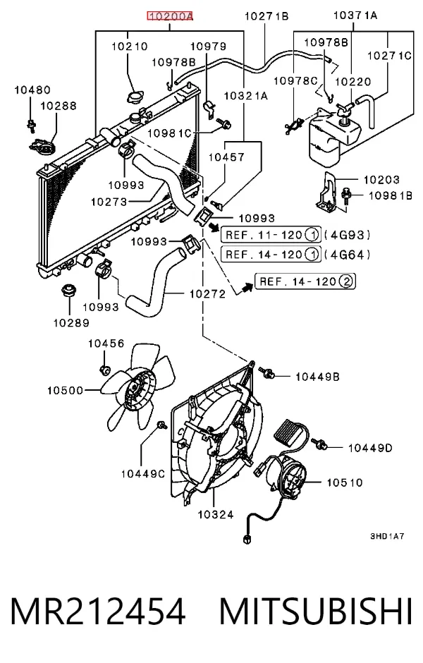 Радиатор MR212454 Mitsubishi