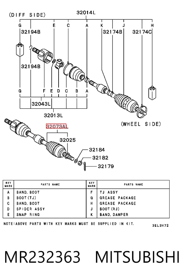ШРУС наружный передний MR232363 Mitsubishi