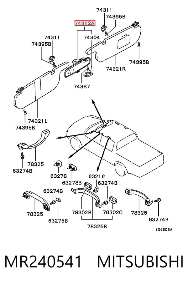 Зеркало заднего вида MR240541 Mitsubishi