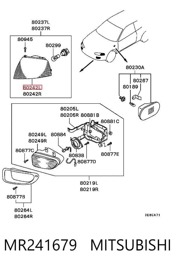 Поворотник левый MR241679 Mitsubishi