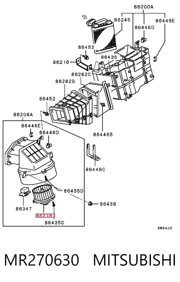 Вентилятор печки MR270630 Mitsubishi