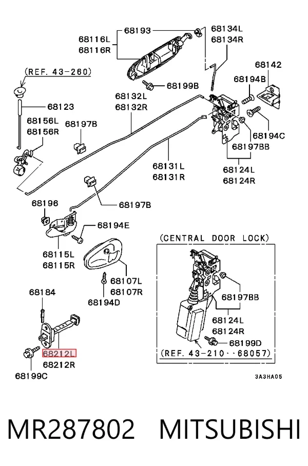 Ограничитель задней двери MR287802 Mitsubishi