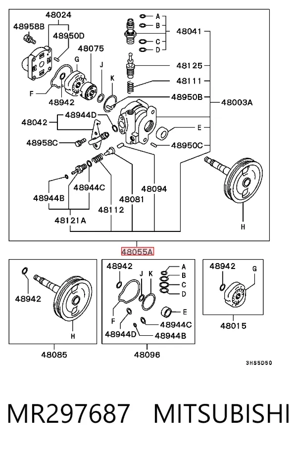 Насос ГУР MR297687 Mitsubishi