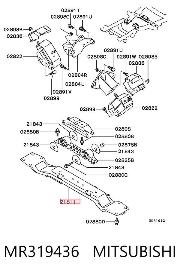 Балка крепления коробки передач MR319436 Mitsubishi