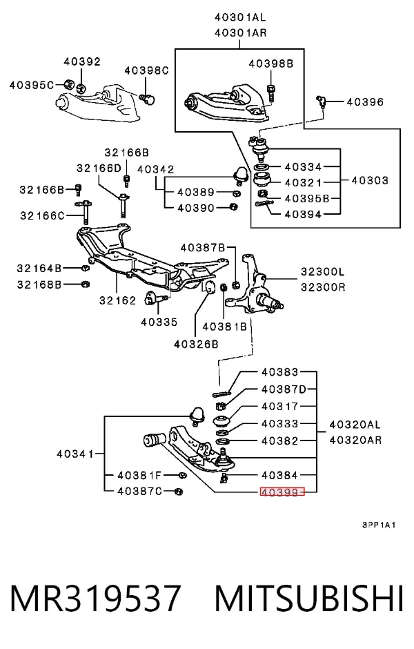 Сайлентблок переднего рычага MR319537 Mitsubishi