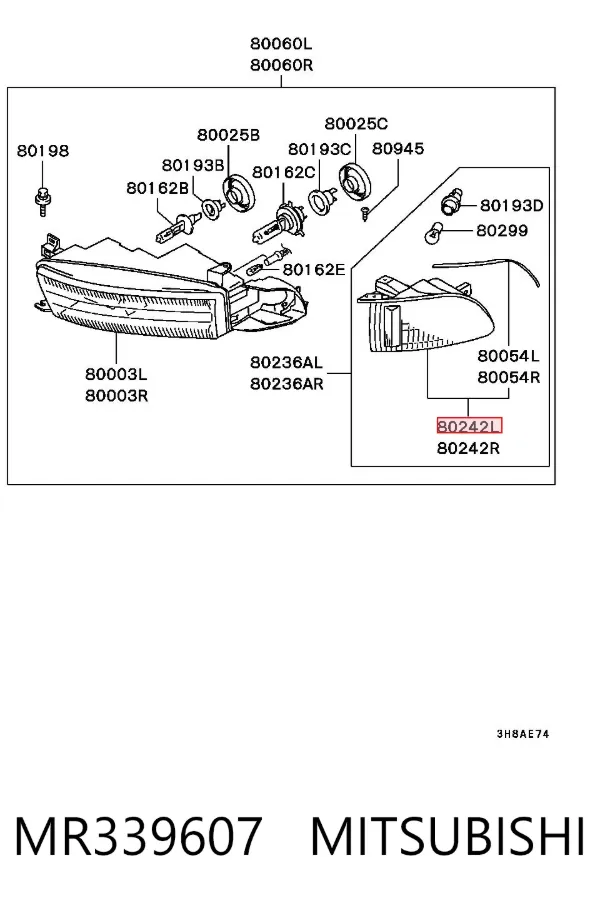Поворотник левый MR339607 Mitsubishi
