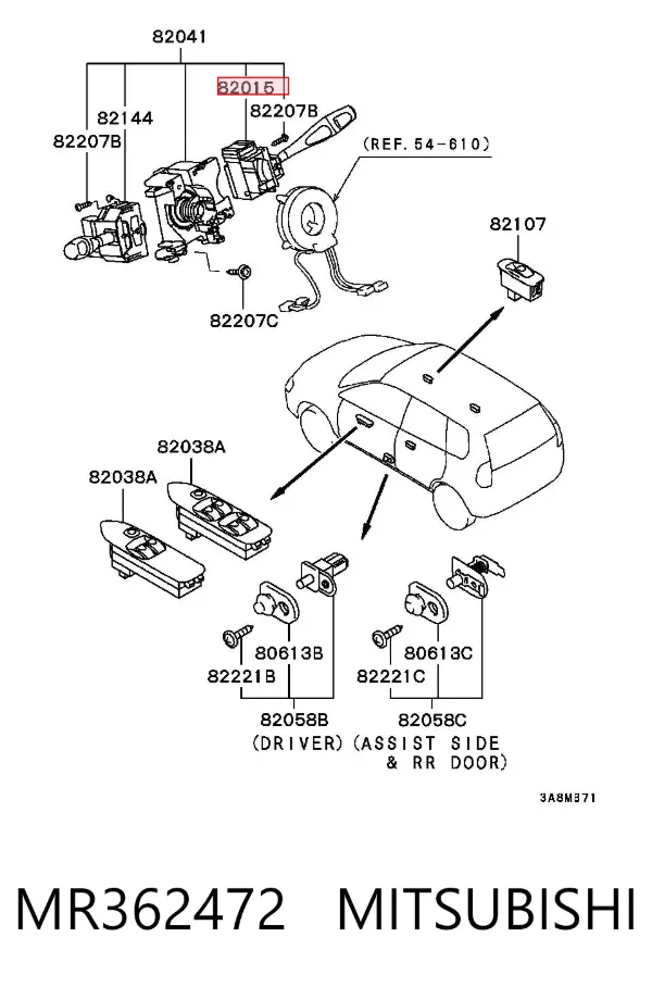 Правый подрулевой переключатель MR362472 Mitsubishi