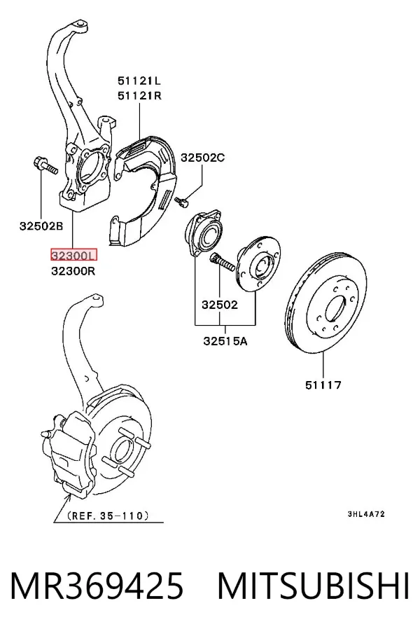 Цапфа передняя левая MR369425 Mitsubishi