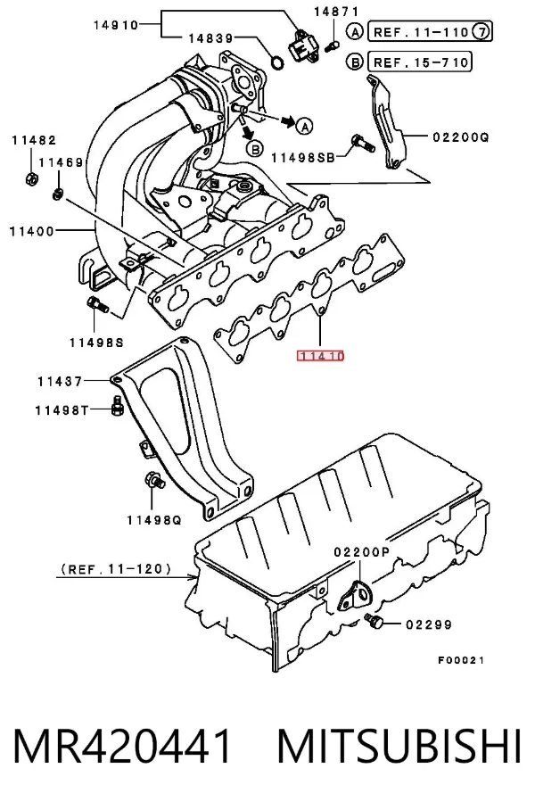 Прокладка впускного коллектора MR420441 Mitsubishi
