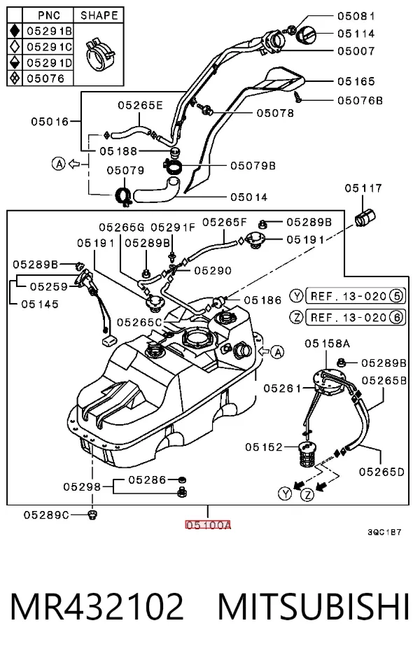 Бензобак MR432102 Mitsubishi