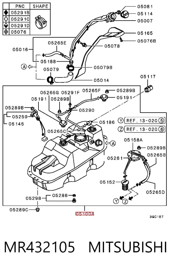 Бензобак MR432105 Mitsubishi