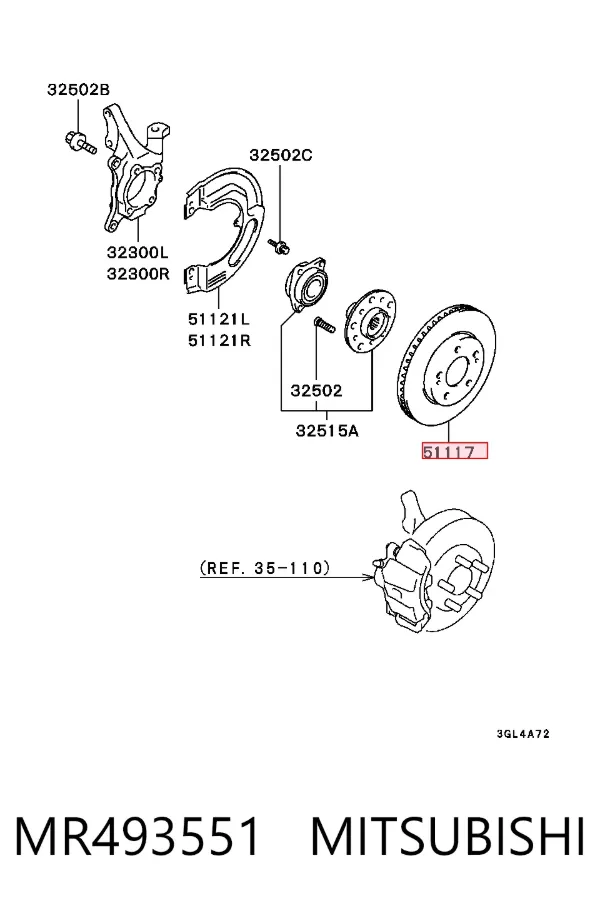 Передние тормозные диски MR493551 Mitsubishi