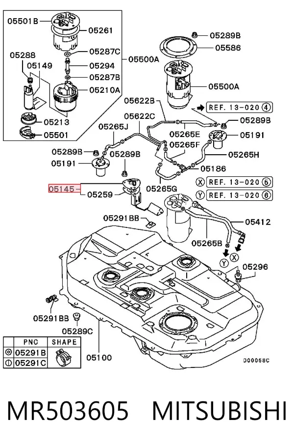 Датчик уровня топлива MR503605 Mitsubishi