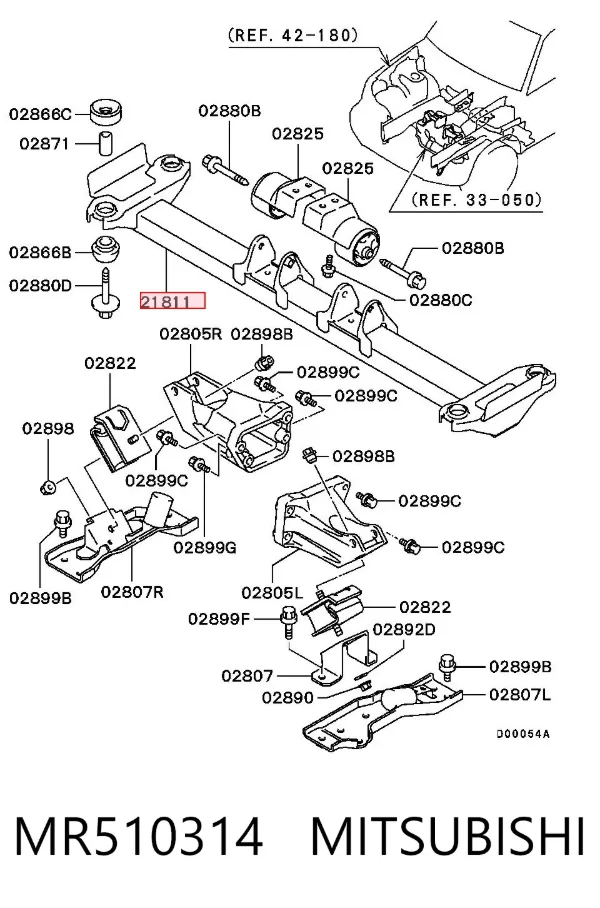 Балка крепления коробки передач MR510314 Mitsubishi