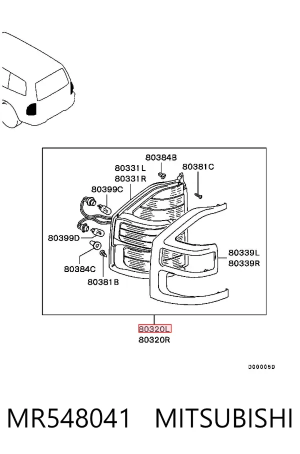 Фонарь задний левый MR548041 Mitsubishi