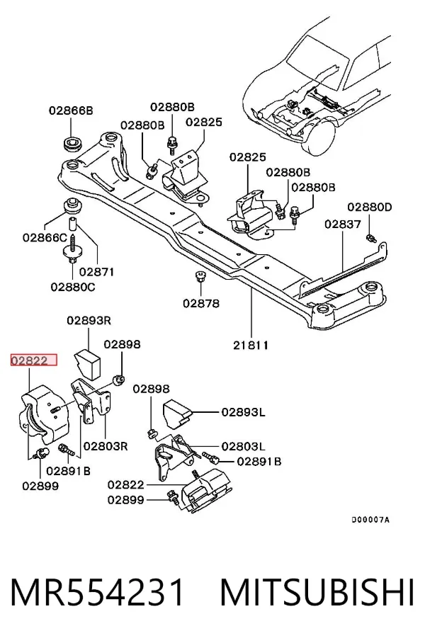 Левая/правая опора двигателя MR554231 Mitsubishi