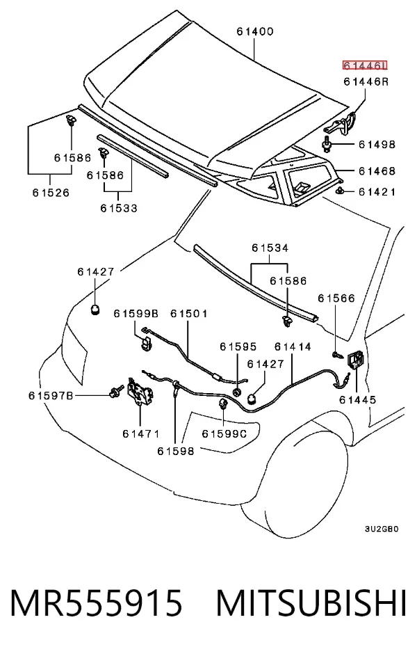 Петля капота левая MR555915 Mitsubishi