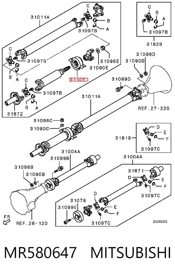 Подвесной подшипник карданного вала MR580647 Mitsubishi