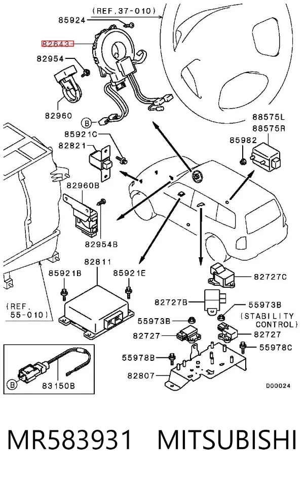 Шлейф руля MR583931 Mitsubishi