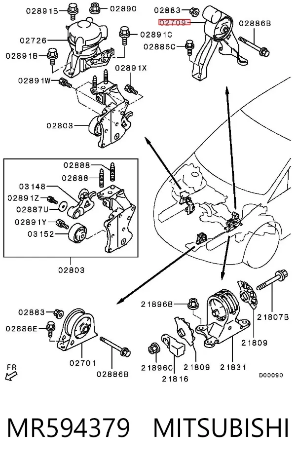 Задняя опора двигателя MR594379 Mitsubishi