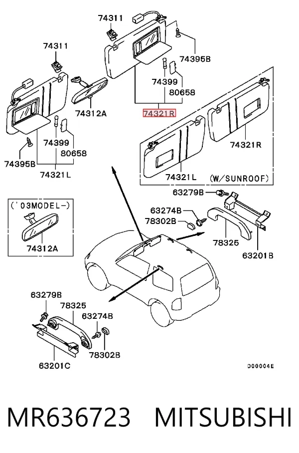 Солнцезащитный козырек MR636723 Mitsubishi