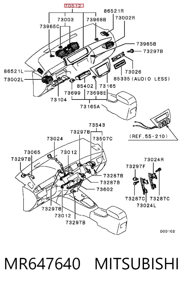 Накладка на торпедо MR647640 Mitsubishi