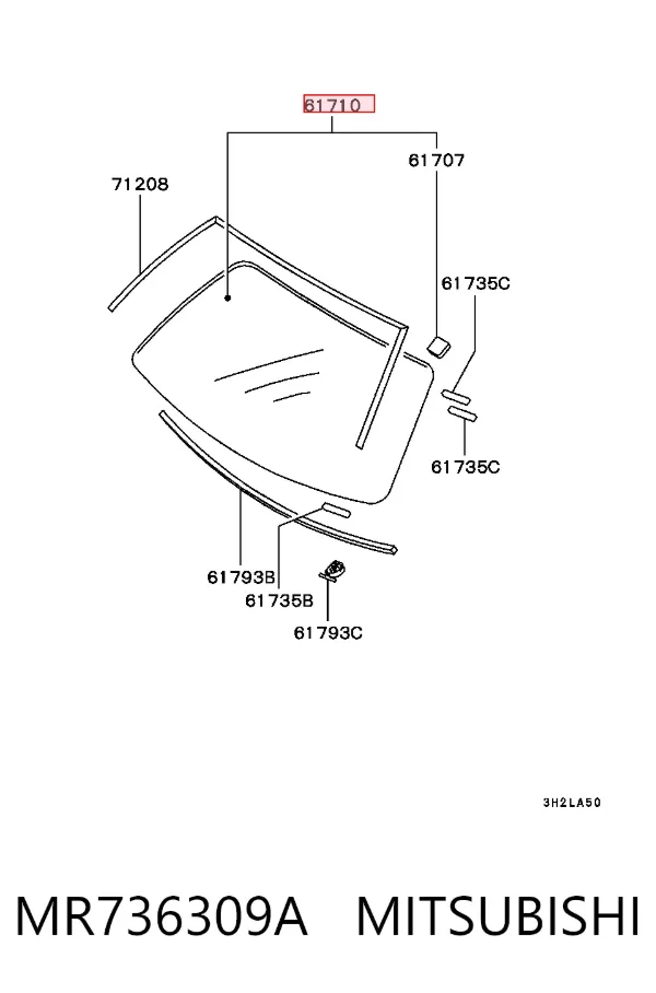 Лобовое стекло MR736309A Mitsubishi