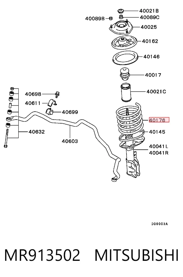 Передняя пружина MR913502 Mitsubishi