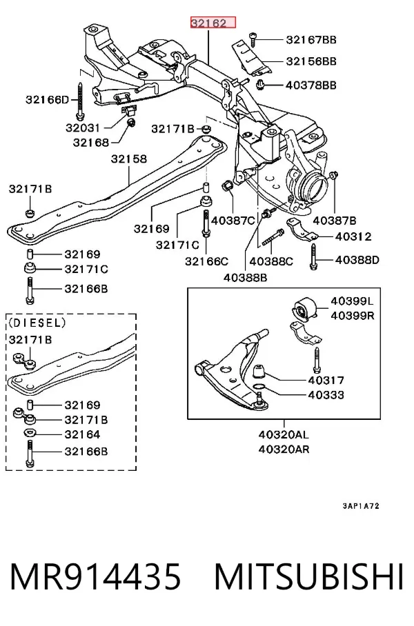 Подрамник передний MR914435 Mitsubishi