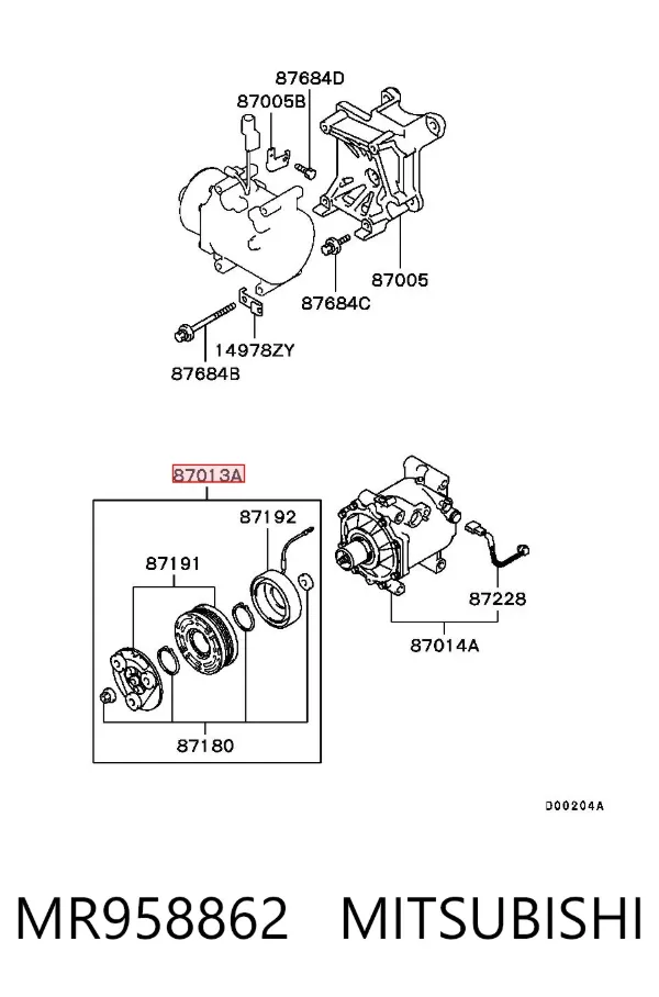 Шкив компрессора кондиционера MR958862 Mitsubishi