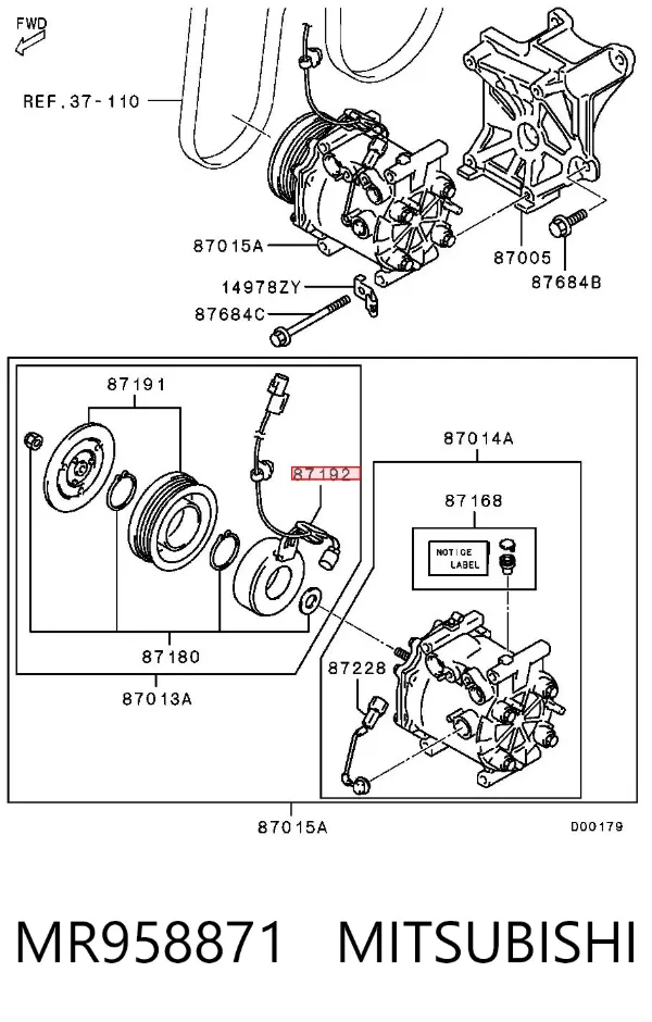 Муфта компрессора кондиционера MR958871 Mitsubishi