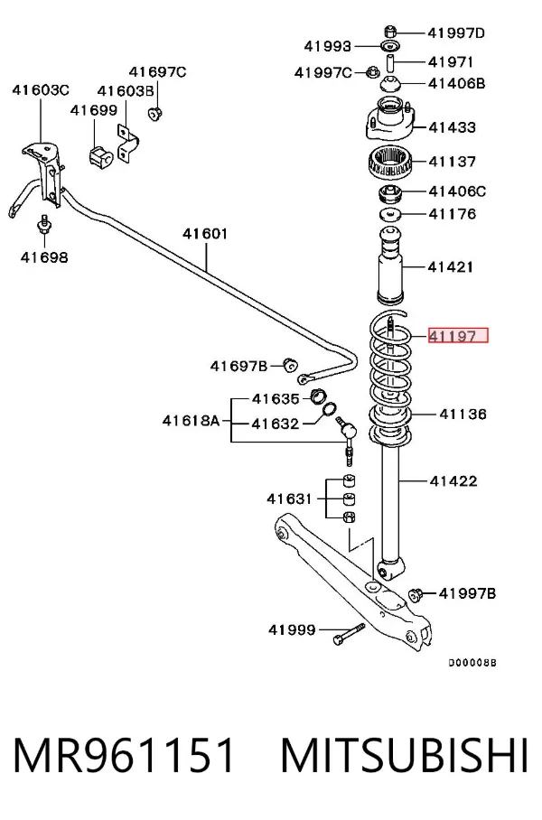 Задняя пружина MR961151 Mitsubishi